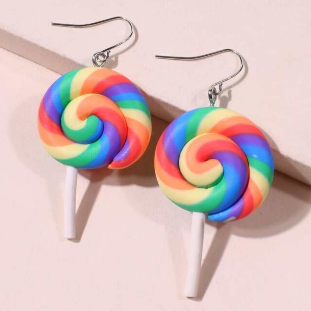 NWT! Rainbow Lollipop Dangle Drop Earrings NEW